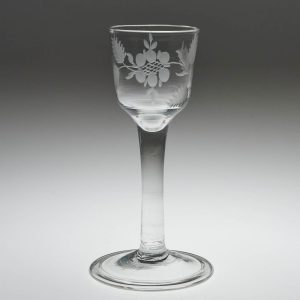 An 18th Century Wine Glass With Engraved Rose c1750