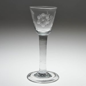 Georgian Wine Glass With Engraved Rose c1750