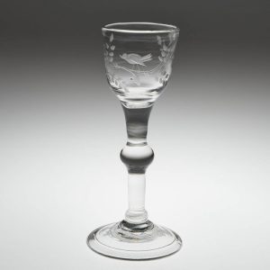 Engraved 18th Century Balustroid Wine Glass c1745