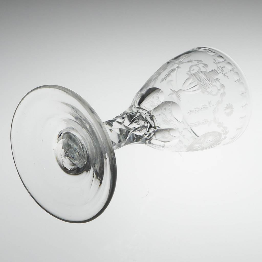 Engraved Short Wine Glass c1790 - Image 3