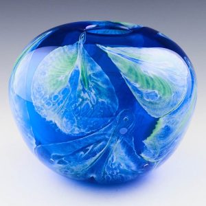 Siddy Langley Winter Leaves Large Blue Spherical Vase