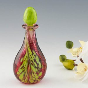 Siddy Langley Green and Pink Feather Scent Bottle