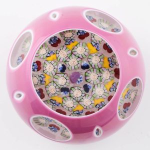 A John Deacons Double Overlay Flower Cane Paperweight 2007