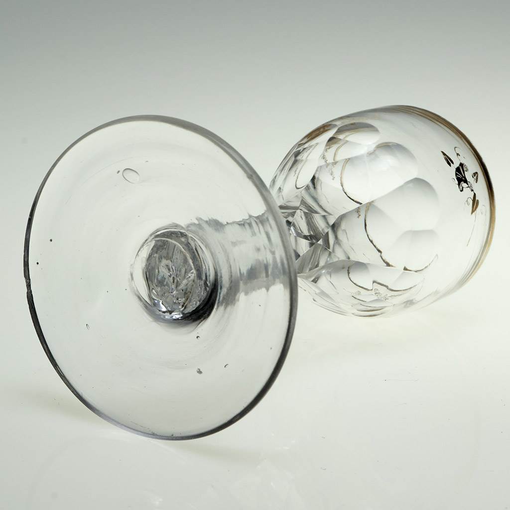 A Gilded Facet Cut Stem Wine Glass c1770 - Image 3