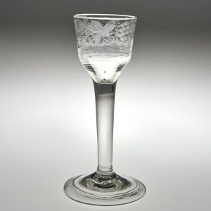 An Engraved Rib Moulded Wine Glass c1750