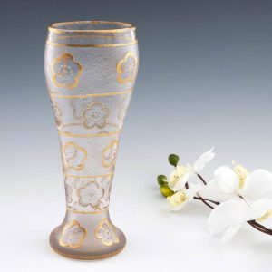 Daum Nancy Gilded Clear Glass Poppy Vase c1895