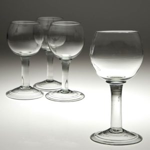 Set of Four Reproduction Georgian Plain-Stem Wine Glasses - 2012