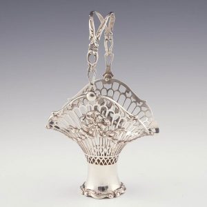 Edwardian Sterling Silver Pierced Basket with Swing Handle 1909