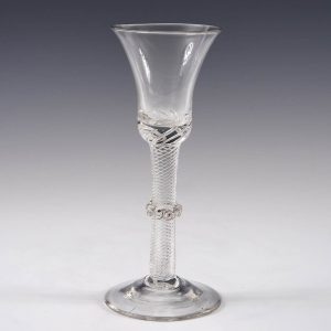 Antique Air Twist Stem Wine Glass With Vermiform Collar c1750