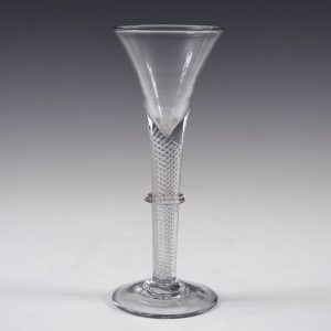 Rare Multi Series Air Twist Wine Glass with Annular Collar c1750