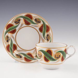 Joseph Machin Bute-Shaped Tea Cup and Saucer c1810