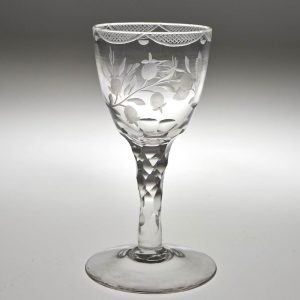 Antique Facet Cut and Engraved Gin Glass c1780