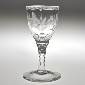 Antique Facet Cut and Engraved Gin Glass c1780