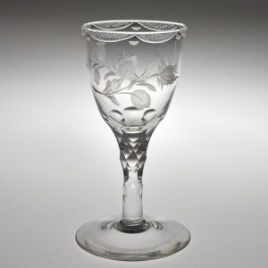 Antique Facet Cut and Engraved Gin Glass c1780