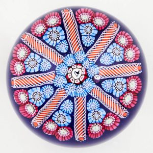 A John Deacons Bird Silhouette Eight Spoke Millefiori Paperweight c2000