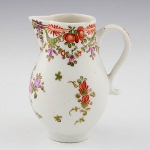 Lowestoft Porcelain Small Polychrome Enamelled Sparrow Beak Jug 1785-90