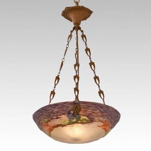 Art Deco Plafonnier by Jean Noverdy Glass c1925