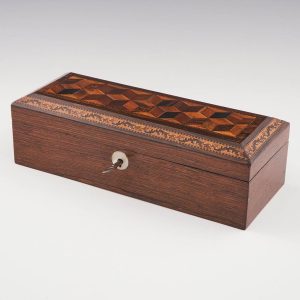Tunbridge Ware - Somewhat Unusual Glove Box with Isometric Cube Pattern c1855