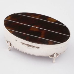 A Sterling Silver and Tortoiseshell Ring Box Sheffield 1912