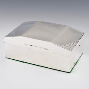 A Sterling Silver Cigarette Box With Deco Motifs Birmingham 1938