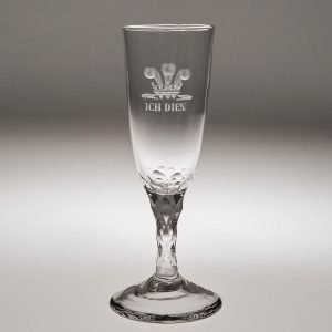 Engraved Ich Dien Facet Cut Ale Glass c1762
