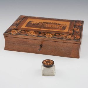 Tunbridge Ware - A Writing Box - Mosaic Image of Battle Abbey Cloisters c1895