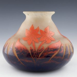 Large Degue Cameo Art Deco Glass Vase c1930
