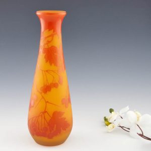 Emile Galle Floral Cameo Glass Vase c1910