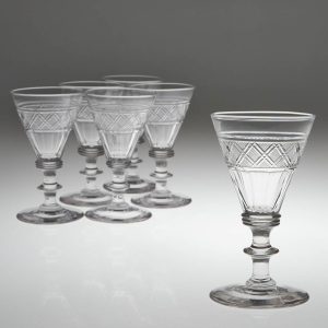 Set of Six Finely-Cut Regency Waterford Dram Glasses c1825