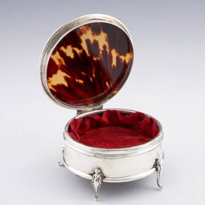 A Tortoiseshell And Sterling Silver Trinket Box Birmingham 1922