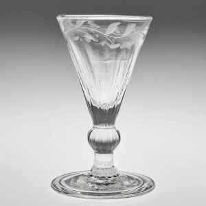 An 18th Century Engraved Petal Moulded Gin Glass c1780