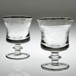 A Pair Of Dorothy Thorpe Type Silver Rim Wine Glasses c1955