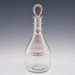 A Georgian Mallet Decanter with Gilding for Hollands c1800