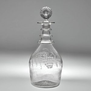 An Engraved Irish Dip Moulded Prussian Decanter c1810