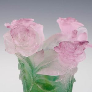 Daum Pate de Verre Rose Passion Vase