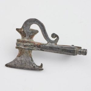 Roman Jewellery Silvered Axe Plate Fibula Brooch with Pin, 2nd Century AD