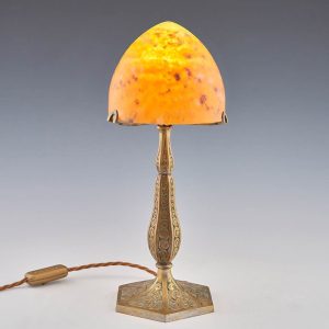 Verrerie D'Art Lorrain Lampshade and Metal Stand c1925