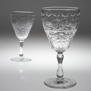 Pair Stevens and Williams Rock Crystal Goblets c1910