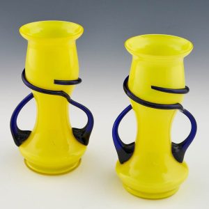 Pair Franz Welz Tango Glass Vases c1930