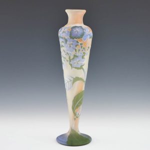 A Tall Galle Three Colour Cameo Glass Vase With Hydrangeas c1910