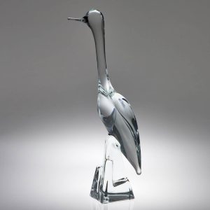 A Signed Daum Glass Egret Sculpture