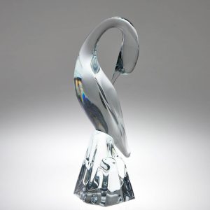 A Signed Daum Glass Egret Sculpture