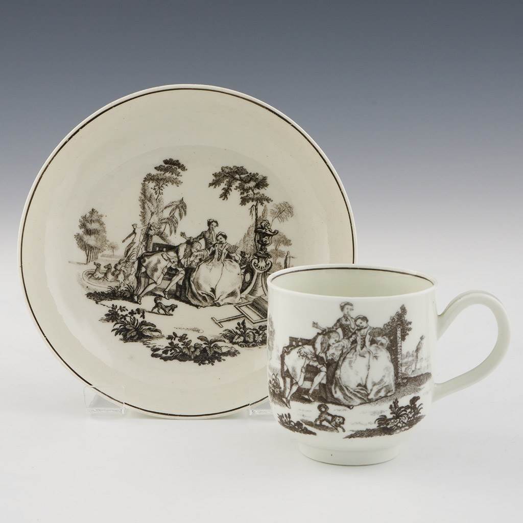 Worcester Porcelain Hancock Print Coffee Cup and Saucer