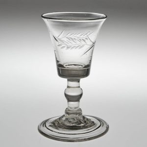 An Engraved Bucket Bowl Gin Glass c1810