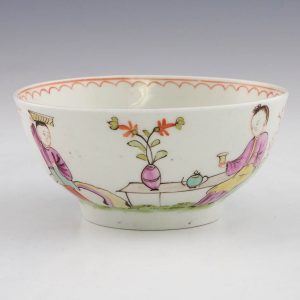 Lowestoft Porcelain Polychrome 'Bird and Butterfly' Pattern Tea Bowl c1780