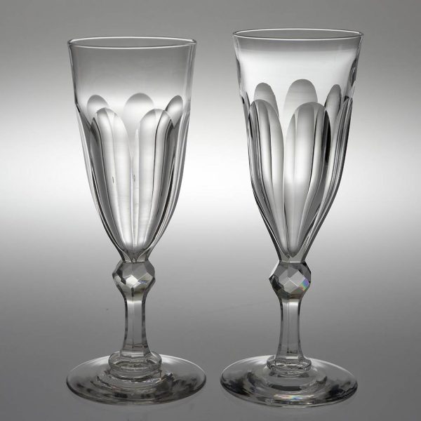 A Matched Pair of Victorian Champagne Glasses c1860