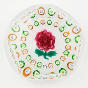 A Scottish Borders Peter Holmes Pink Rose Facet Cut Paperweight 2005