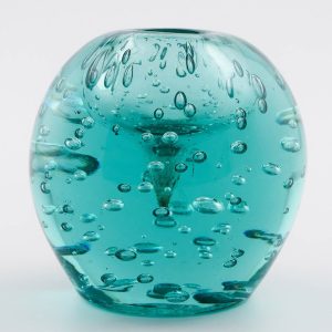 A Victorian Green Glass Controlled Bubble Paperweight Inkwell c1880