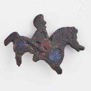 Roman Horse and Rider Bronze Plate Brooch with Enamelling 1st-2nd Century AD