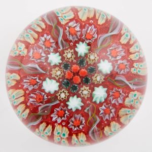 Large Vasart Paperweight Six Spoke Millefiori c1950